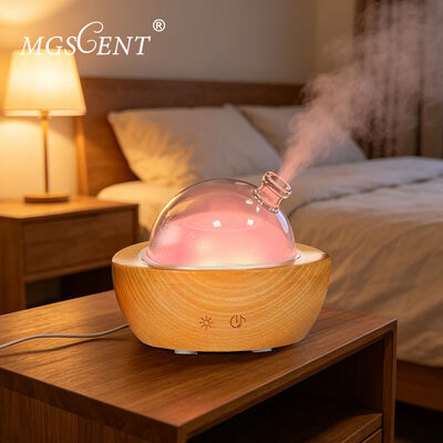buy Bluetooth Music Ultrasonic Aroma Diffuser with 7-Color RGB Light and Solid Wood Base online manufacture