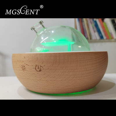 buy Bluetooth Music Ultrasonic Aroma Diffuser with 7-Color RGB Light and Solid Wood Base online manufacture
