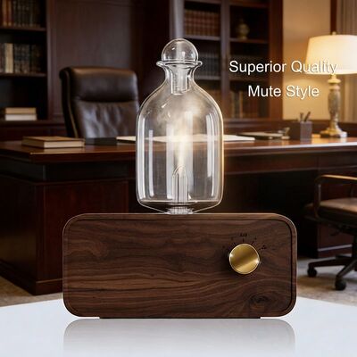 Hand Blown Glass Vessel Aromatherapy Aroma Diffuser With Natural Wood Grain Preservation